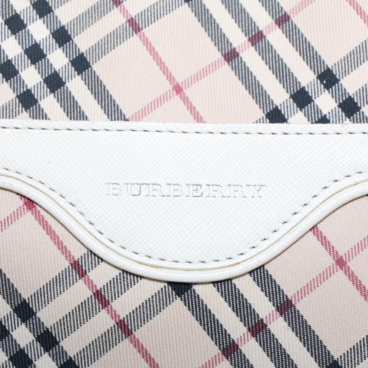 BURBERRY Nova Check Hand Bag Nylon Leather Beige Auth ep1096