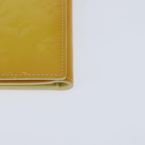LOUIS VUITTON Monogram Vernis Walker Wallet Lime Yellow M91074 LV Auth ep10966