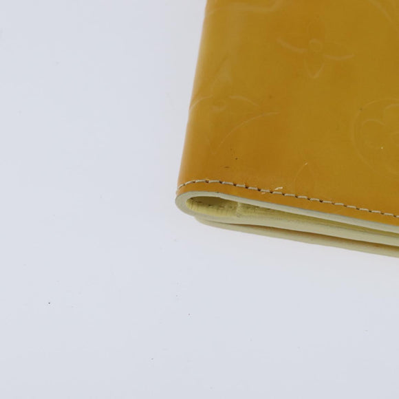 LOUIS VUITTON Monogram Vernis Walker Wallet Lime Yellow M91074 LV Auth ep10966