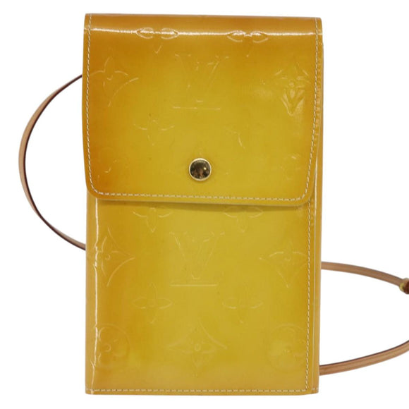 LOUIS VUITTON Monogram Vernis Walker Wallet Lime Yellow M91074 LV Auth ep10966