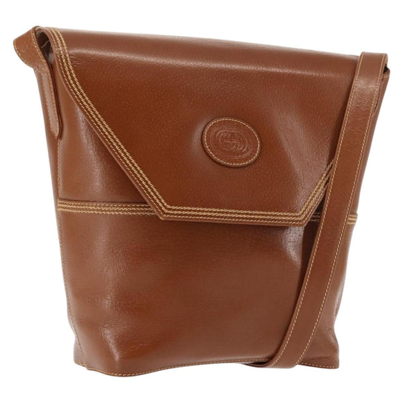 GUCCI Shoulder Bag Leather Brown Auth ep10968