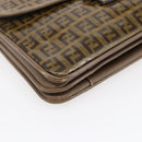 FENDI Zucchino Canvas Shoulder Bag Coated Canvas Beige Auth ep10976-14