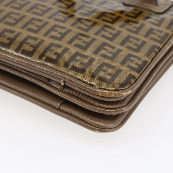 FENDI Zucchino Canvas Schultertasche Beschichtetes Canvas Beige Auth ep10976