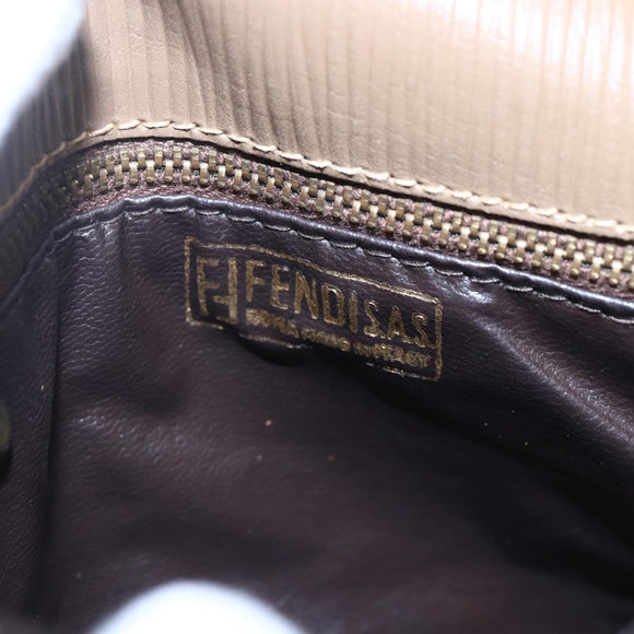 FENDI Zucchino Canvas Schultertasche Beschichtetes Canvas Beige Auth ep10976