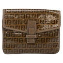 FENDI Zucchino Canvas Shoulder Bag Coated Canvas Beige Auth ep10976-13