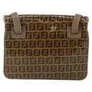 FENDI Zucchino Canvas Shoulder Bag Coated Canvas Beige Auth ep10976-2