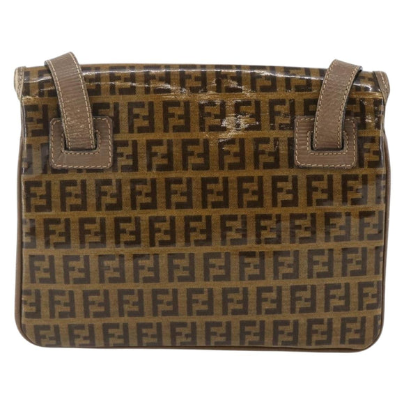 FENDI Zucchino Canvas Schultertasche Beschichtetes Canvas Beige Auth ep10976