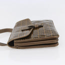 FENDI Zucchino Canvas Shoulder Bag Coated Canvas Beige Auth ep10976-3