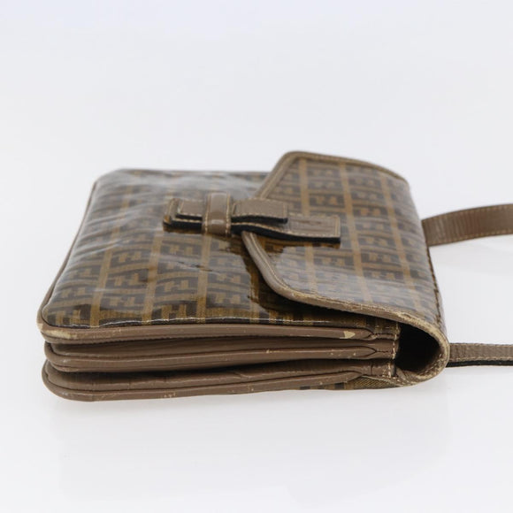 FENDI Zucchino Canvas Schultertasche Beschichtetes Canvas Beige Auth ep10976