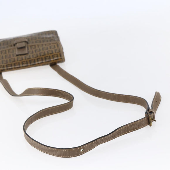FENDI Zucchino Canvas Schultertasche Beschichtetes Canvas Beige Auth ep10976