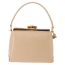 GUCCI Bamboo Hand Bag Leather 2way Beige Gold 000 781 0175 Auth ep10980-13