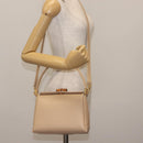GUCCI Bamboo Hand Bag Leather 2way Beige Gold 000 781 0175 Auth ep10980-23