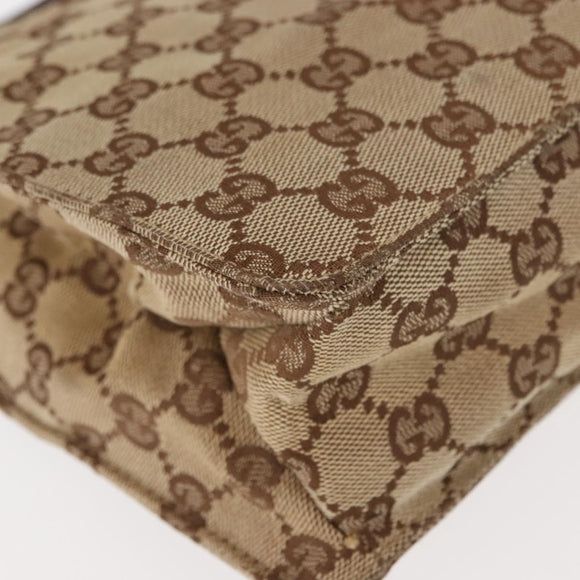 GUCCI GG Canvas Shoulder Bag Beige Silver 120841 Auth ep10981