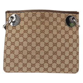 GUCCI GG Canvas Shoulder Bag Beige Silver 120841 Auth ep10981 - 0