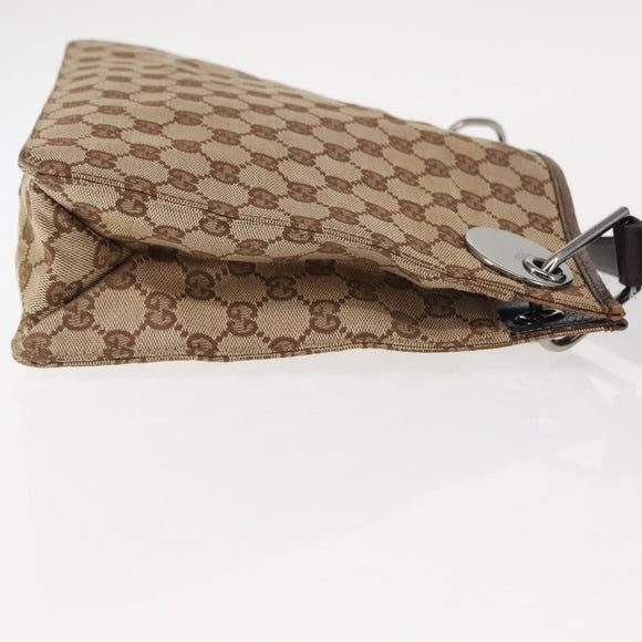 GUCCI GG Canvas Shoulder Bag Beige Silver 120841 Auth ep10981