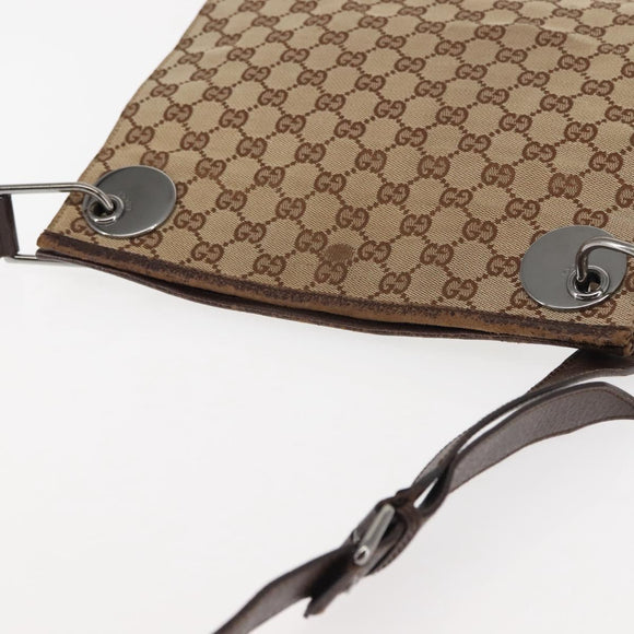 GUCCI GG Canvas Shoulder Bag Beige Silver 120841 Auth ep10981