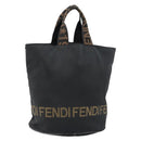FENDI Hand Bag Nylon Black Gold Auth ep10985-1