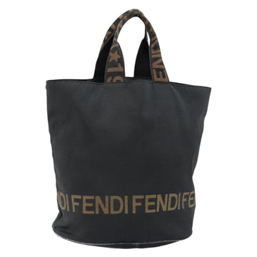 FENDI Hand Bag Nylon Black Gold Auth ep10985