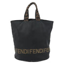 FENDI Hand Bag Nylon Black Gold Auth ep10985-2