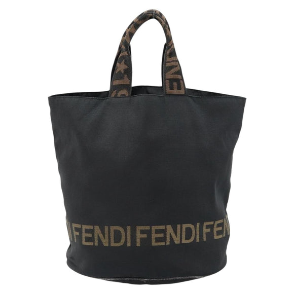 FENDI Hand Bag Nylon Black Gold Auth ep10985