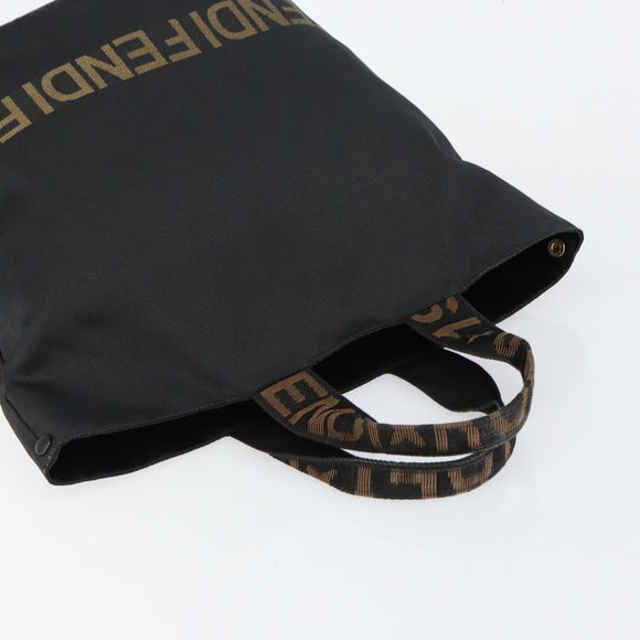FENDI Hand Bag Nylon Black Gold Auth ep10985