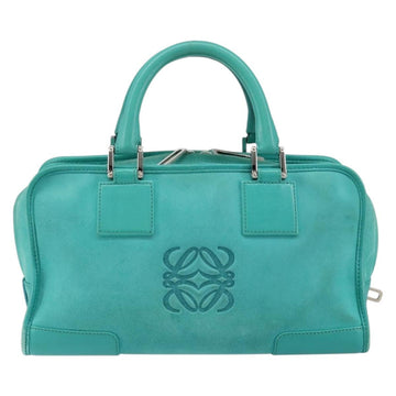 LOEWE Anagram Americana 28 Bag Suede Leather Turquoise Blue Silver Auth ep10988 - 0