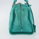 LOEWE Anagram Americana 28 Bag Suede Leather Turquoise Blue Silver Auth ep10988-3