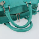 LOEWE Anagram Americana 28 Bag Suede Leather Turquoise Blue Silver Auth ep10988-7