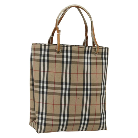 BURBERRY Nova Check Handtas Nylon Beige Auth ep1099