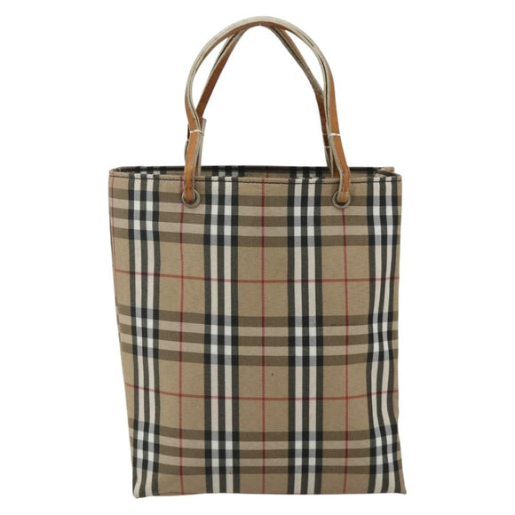 BURBERRY Nova Check Handtas Nylon Beige Auth ep1099