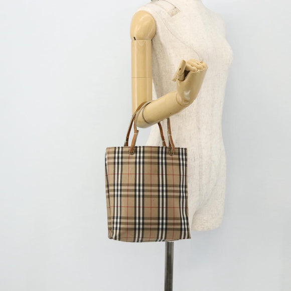 BURBERRY Nova Check Handtas Nylon Beige Auth ep1099