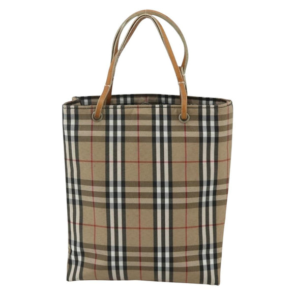 BURBERRY Nova Check Handtas Nylon Beige Auth ep1099