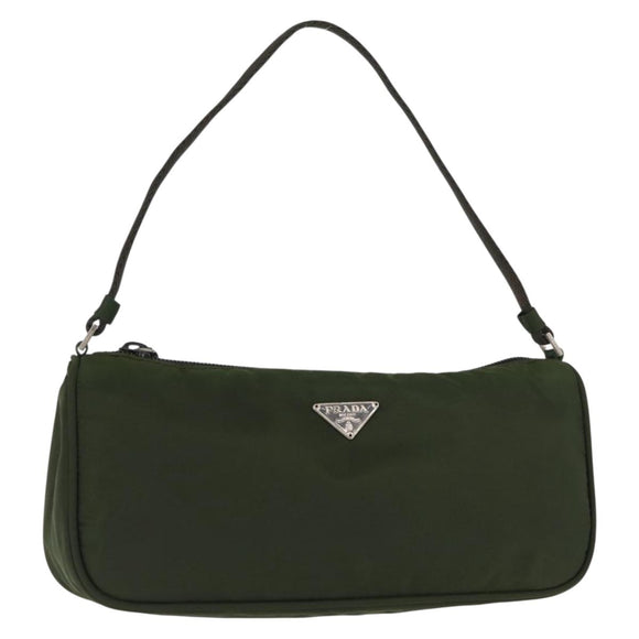 PRADA Accessory Pouch Nylon Khaki Auth ep10991
