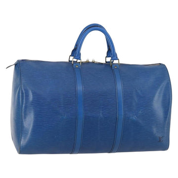 LOUIS VUITTON Epi Keepall 50 Boston Bag Blue M42965 LV Auth ep10993