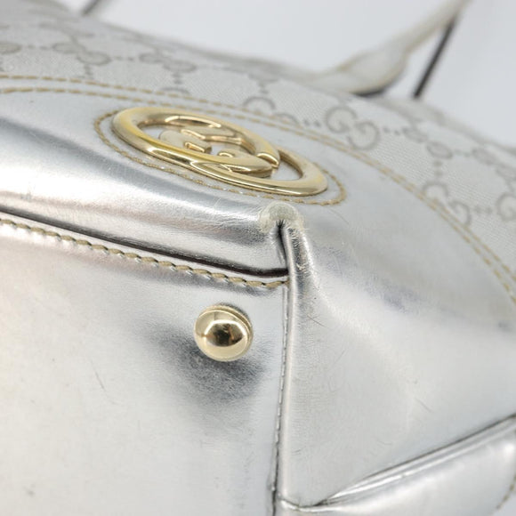 GUCCI GG Canvas Tote Bag Silver Gold 169946 Auth ep11002