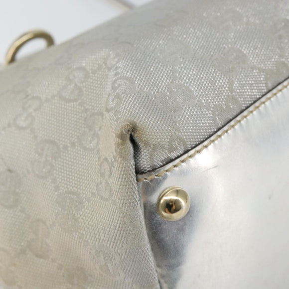 GUCCI GG Canvas Tote Bag Silver Gold 169946 Auth ep11002