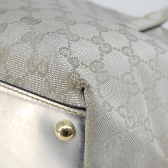 GUCCI GG Canvas Tote Bag Silver Gold 169946 Auth ep11002