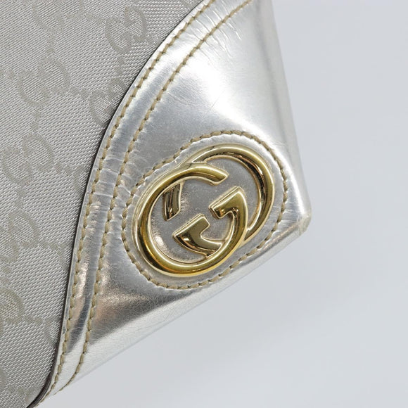 GUCCI GG Canvas Tote Bag Silver Gold 169946 Auth ep11002