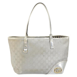 GUCCI GG Canvas Tote Bag Silver Gold 169946 Auth ep11002 - 0