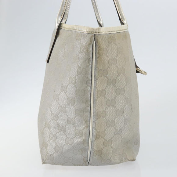 GUCCI GG Canvas Tote Bag Silver Gold 169946 Auth ep11002