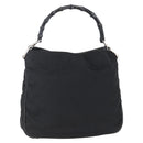 GUCCI Bamboo Hand Bag Nylon Black Silver 001 1638 3754 Auth ep11006-1