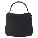 GUCCI Bamboo Hand Bag Nylon Black Silver 001 1638 3754 Auth ep11006-2