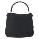 GUCCI Bamboo Hand Bag Nylon Black Silver 001 1638 3754 Auth ep11006-3