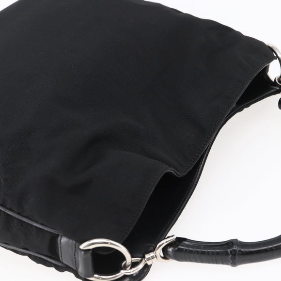GUCCI Bamboo Hand Bag Nylon Black Silver 001 1638 3754 Auth ep11006