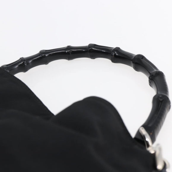 GUCCI Bamboo Hand Bag Nylon Black Silver 001 1638 3754 Auth ep11006