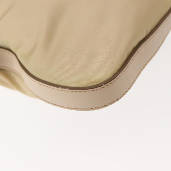 PRADA Shoulder Bag Nylon Leather Beige Auth ep11013