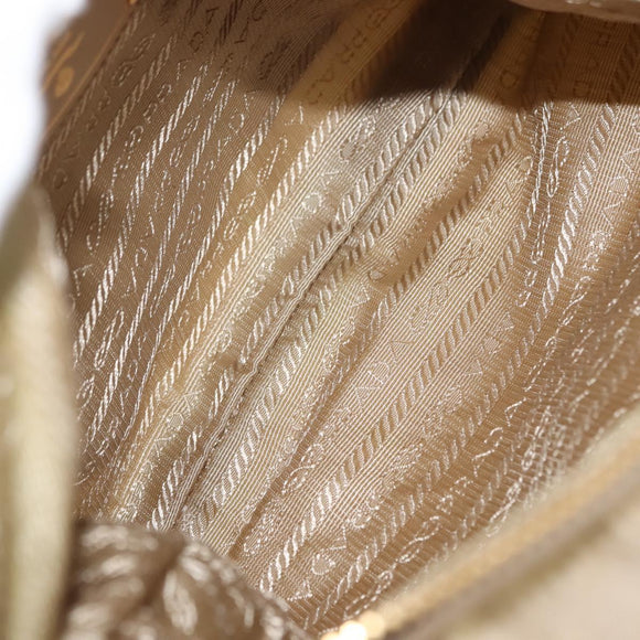 PRADA Shoulder Bag Nylon Leather Beige Auth ep11013