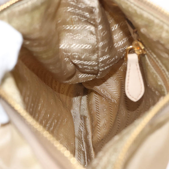PRADA Shoulder Bag Nylon Leather Beige Auth ep11013