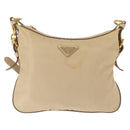 PRADA Shoulder Bag Nylon Leather Beige Auth ep11013-2