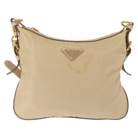 PRADA Shoulder Bag Nylon Leather Beige Auth ep11013 - 0